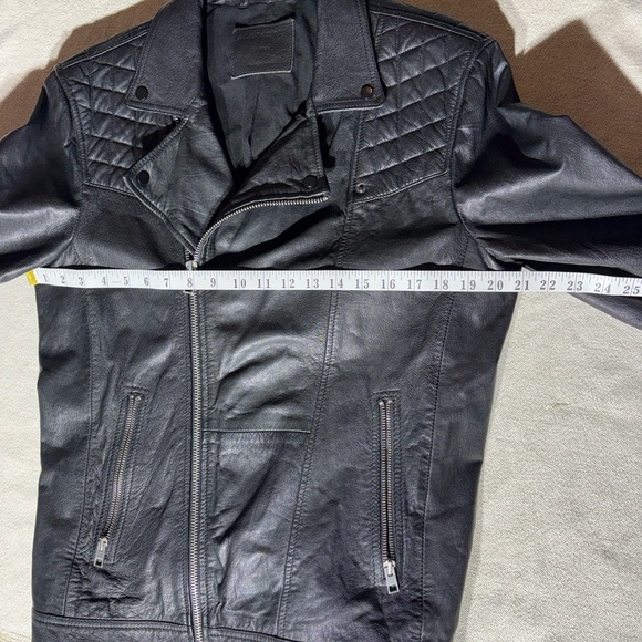 AllSaints Black Conroy  Biker Black Quilted Leather Jacket - Picture 6 of 11